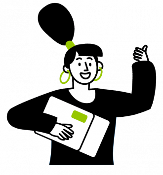Character holding a print package