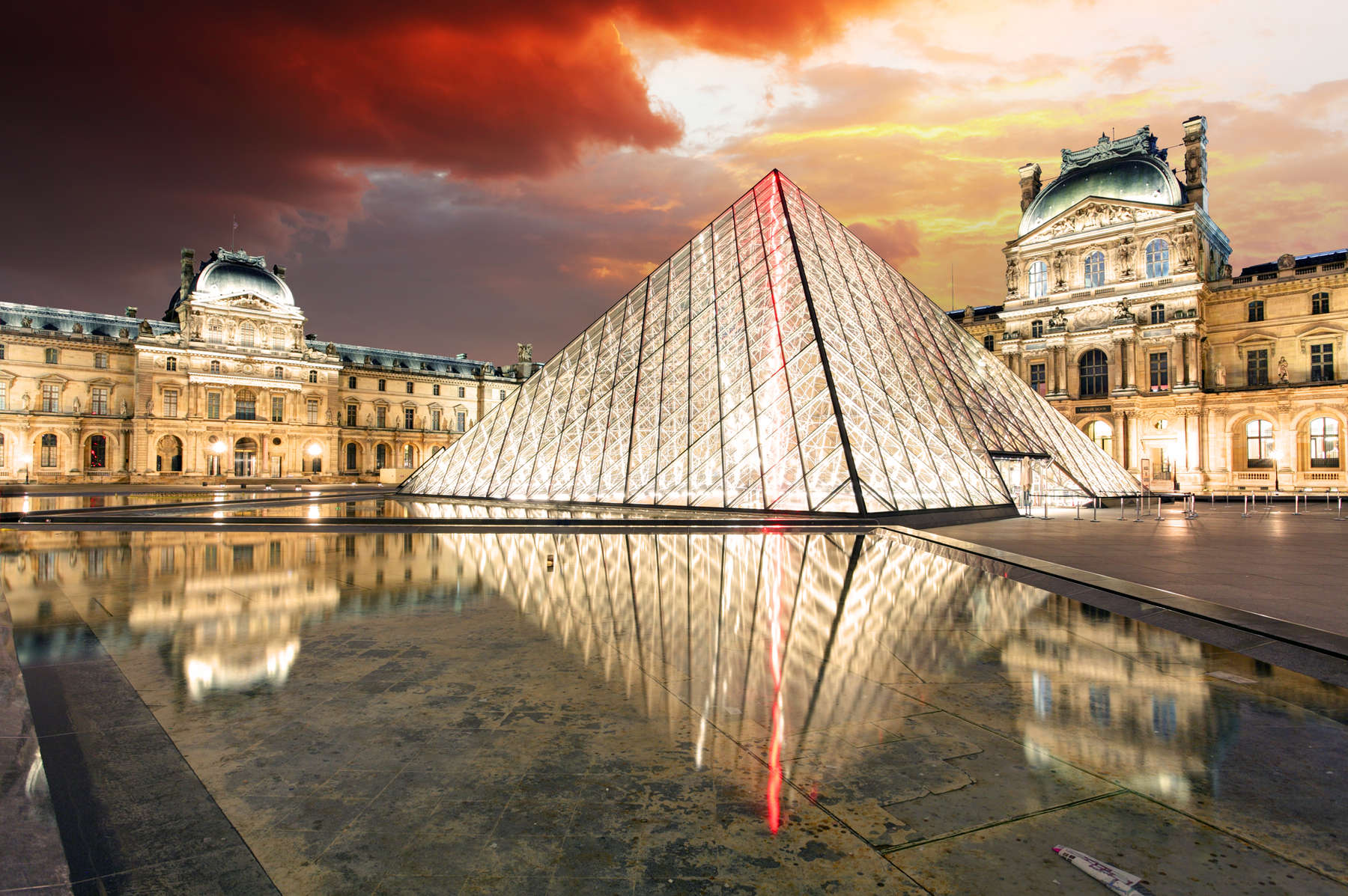 Paris - Louvre museum with pyramid, France