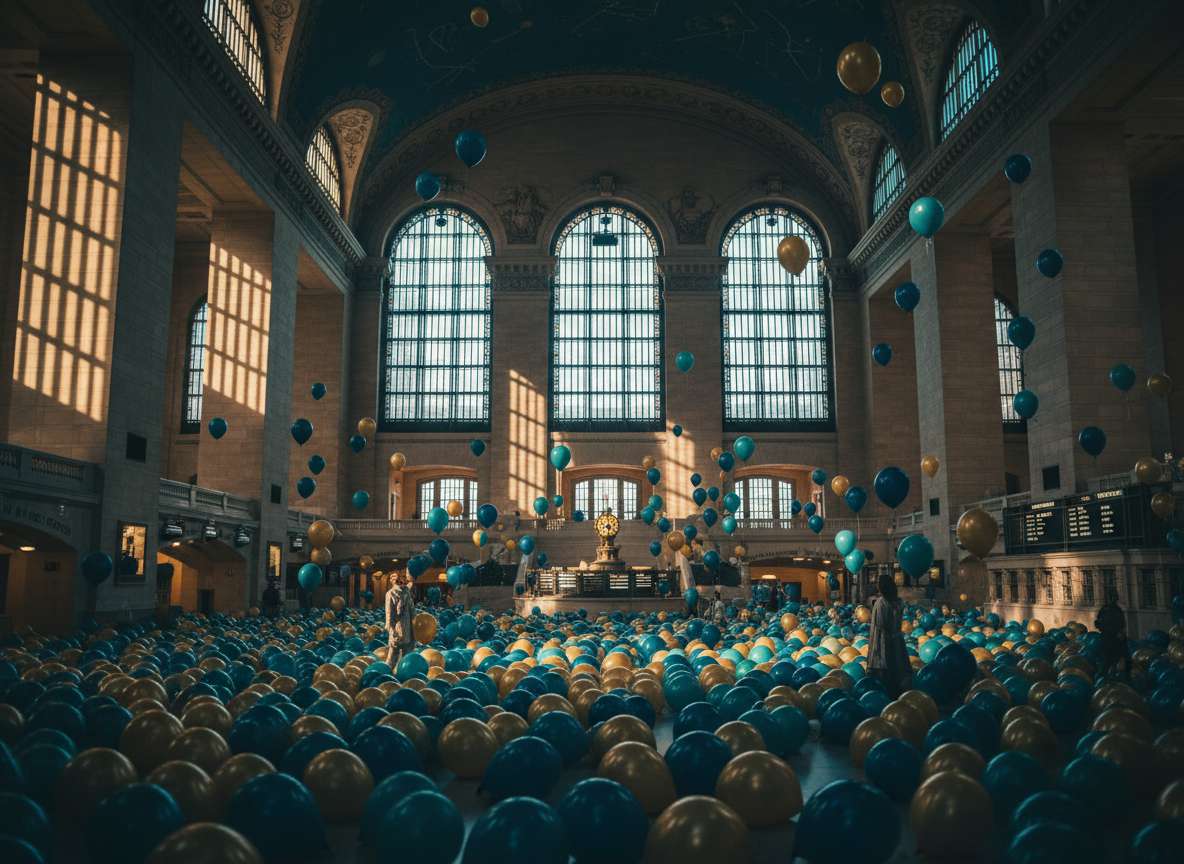 Light & shadow - grand central station in new york full of balloons
