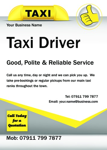 Taxi A5 Flyers by Neil Watson