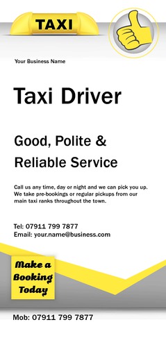 Taxi 1/3rd A4 Flyers by Neil Watson