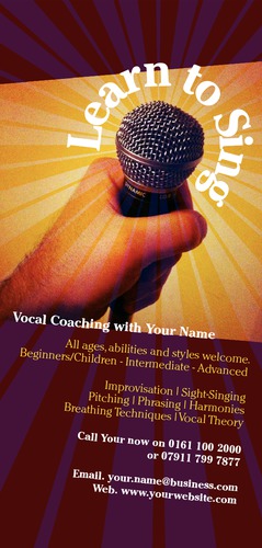 Vocal Coach 1/3rd A4 Flyers by Barnaby Wild