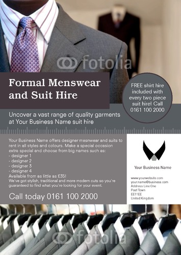 Suit Hire A4 Flyers by Nickola O'Connor
