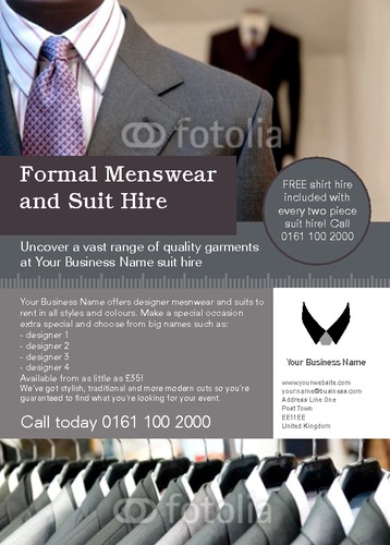 Suit Hire A6 Flyers by Nickola O'Connor