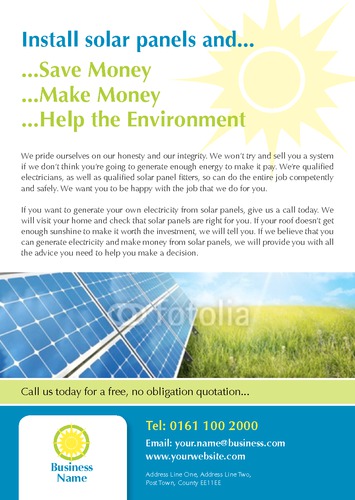 Solar Panels A5 Leaflets by Paul Wongsam