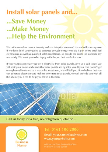 Solar Panels A5 Leaflets by Paul Wongsam