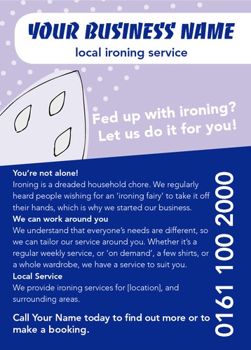 Ironing and Laundry Services A6 Flyers by Ashley Moore