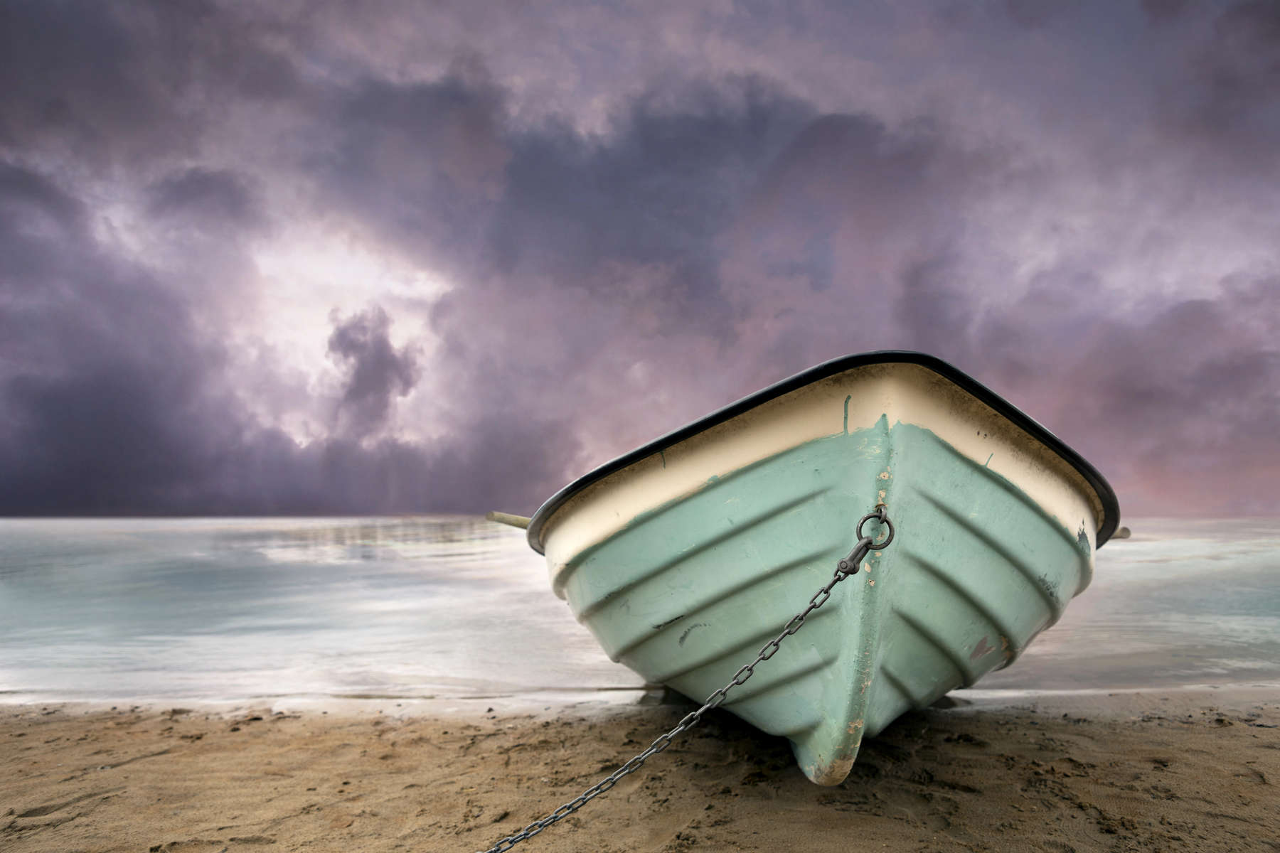 Photo If Row Boat On Beach